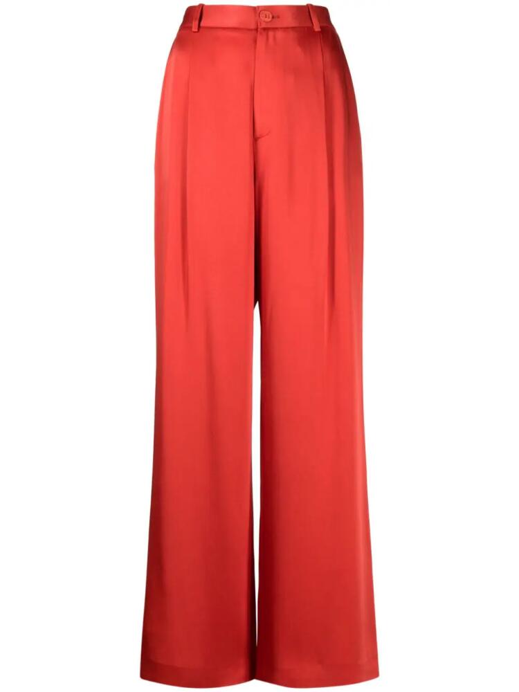 LAPOINTE satin-trim wide-leg trousers - Red Cover