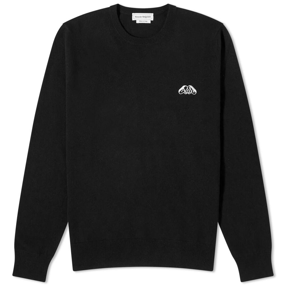 Alexander McQueen Men's Embroidered Cashmere Crew Neck Jumper in Black& Ivory Cover