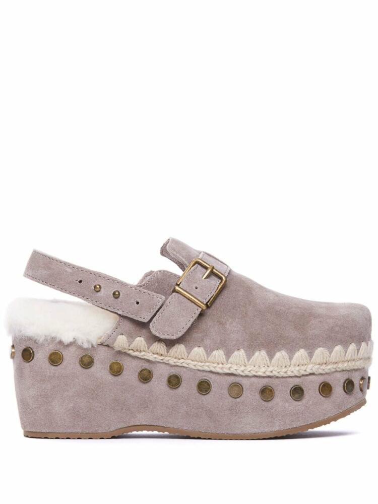 Mou 70mm stud-embellished platform mules - Neutrals Cover