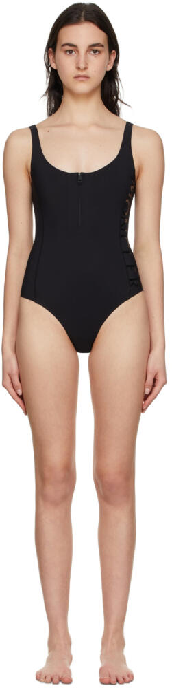 Moncler Black Logo One-Piece Swimsuit Cover