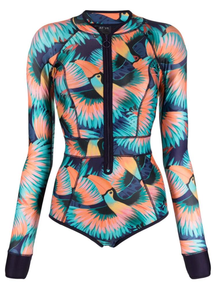 Duskii tucan-print zip-up swimsuit - Multicolour Cover