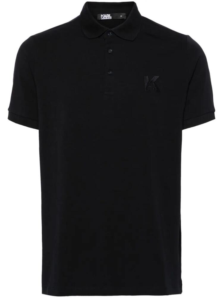 Karl Lagerfeld logo-embroidered jersey polo shirt - Blue Cover