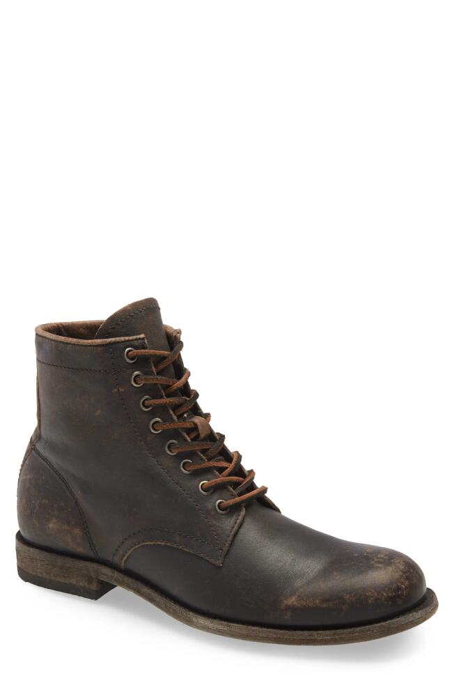 Frye Tyler Plain Toe Boot in Black Brushoff Leather Cover