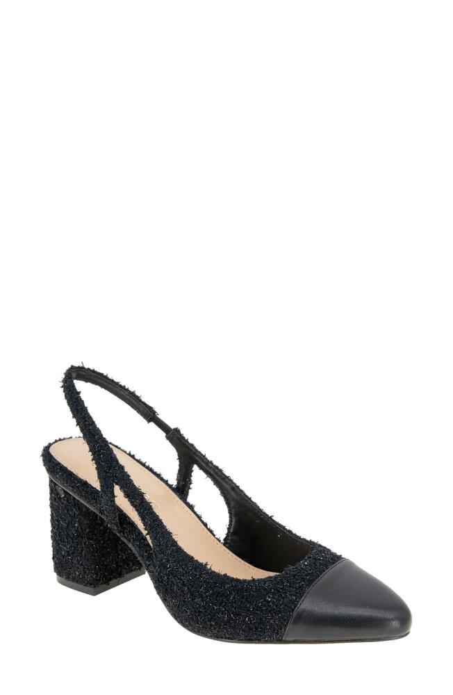 bcbg Darrin Block Heel Slingback Pump in Black Boucle/Black Cover