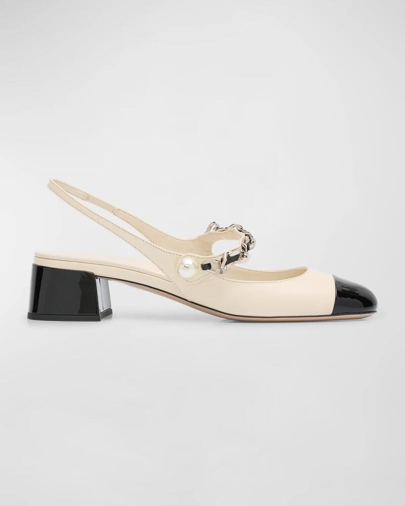 Miu Miu Bicolor Leather Mary Jane Slingback Pumps Cover