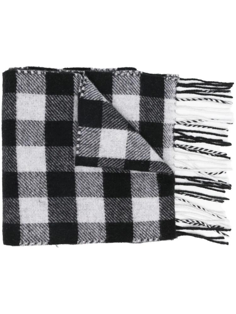 Woolrich check-pattern fringed-edge scarf - Black Cover