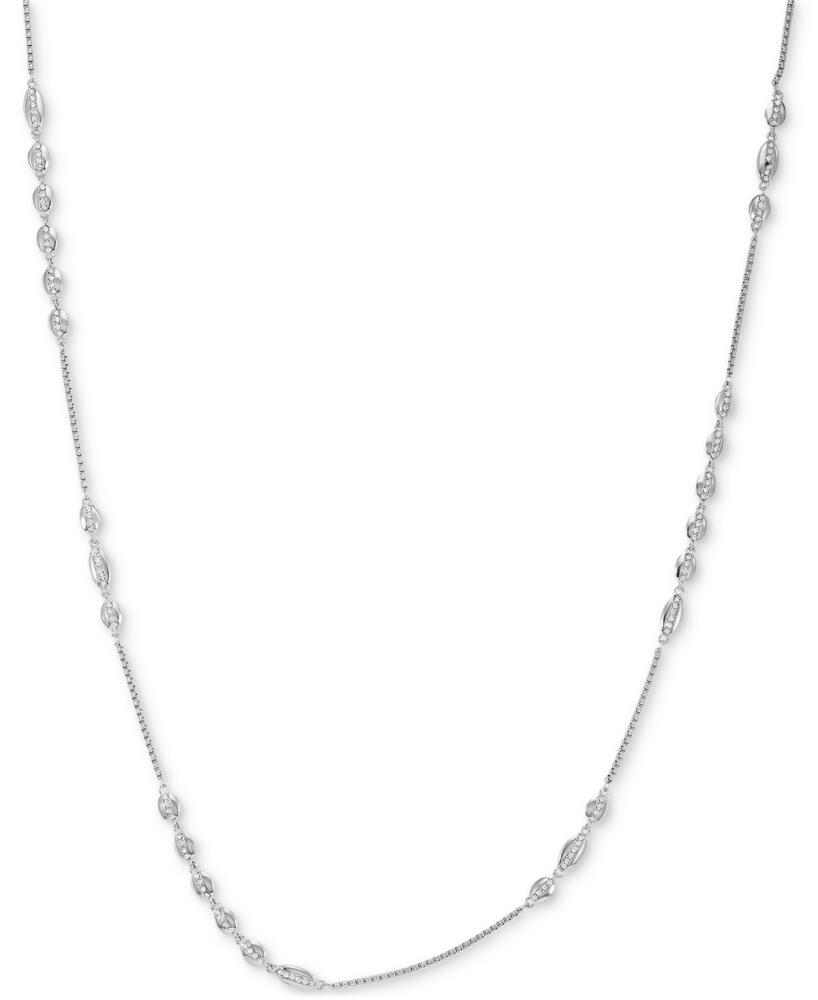 Vince Camuto Silver-Tone Pave Oval Strand Necklace, 32" + 2" extender - Silver Cover