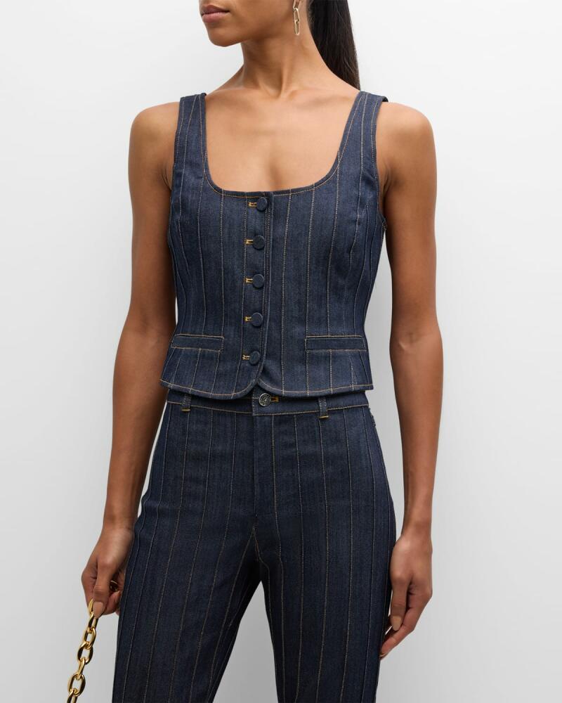 Cinq a Sept Rowena Pinstripe Denim Vest Top Cover