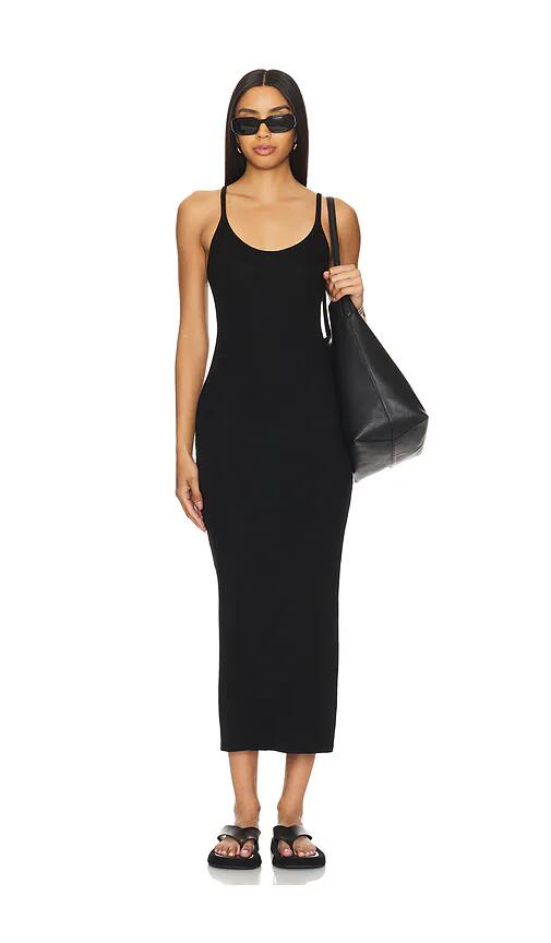 Enza Costa Silk Rib U Neck Maxi Dress in Black Cover