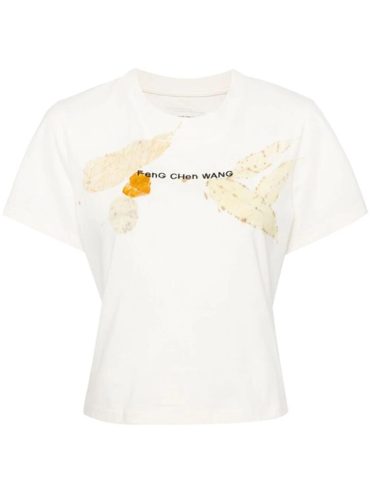 Feng Chen Wang logo-embroidered cotton T-shirt - Neutrals Cover