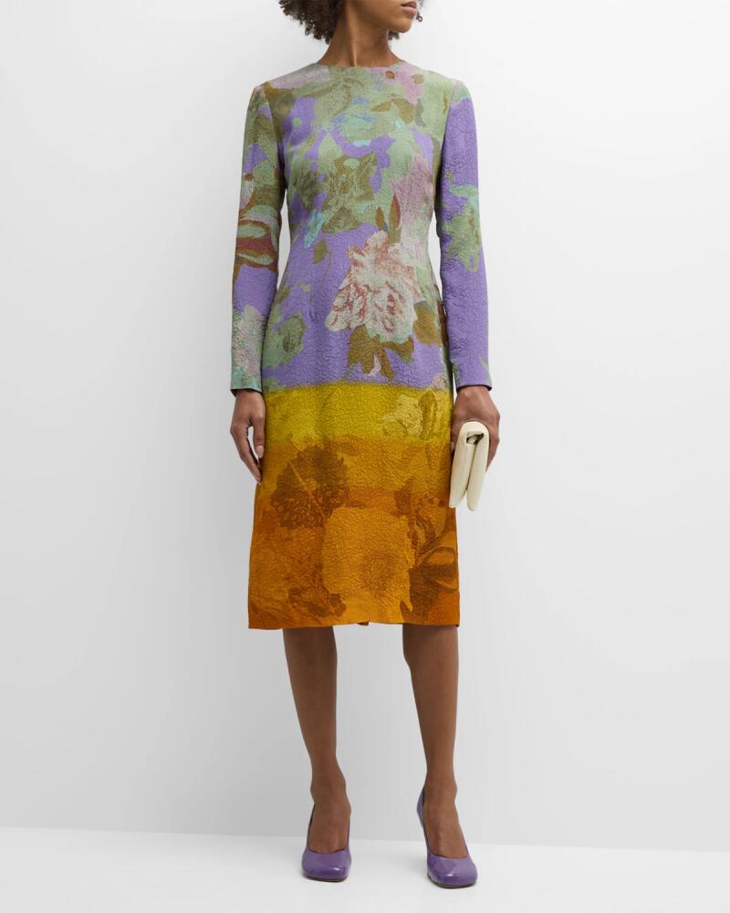 Dries Van Noten Delavina Ombre Floral Print Midi Dress Cover