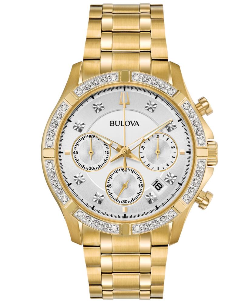 Bulova Men's Chronograph Diamond-Accent Gold-Tone Stainless Steel Bracelet Watch 42mm, Created for Macy's Cover