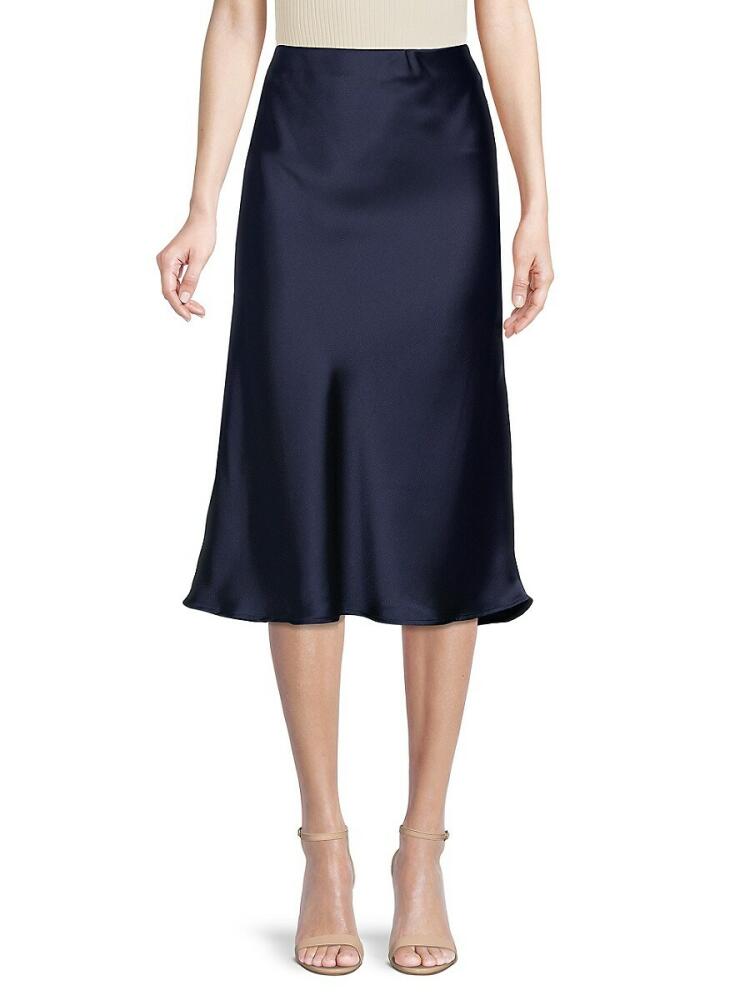 Renee C. Women's Satin Midi Skirt - Navy Cover