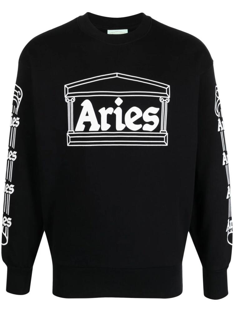 Aries logo-print detail jumper - Black Cover