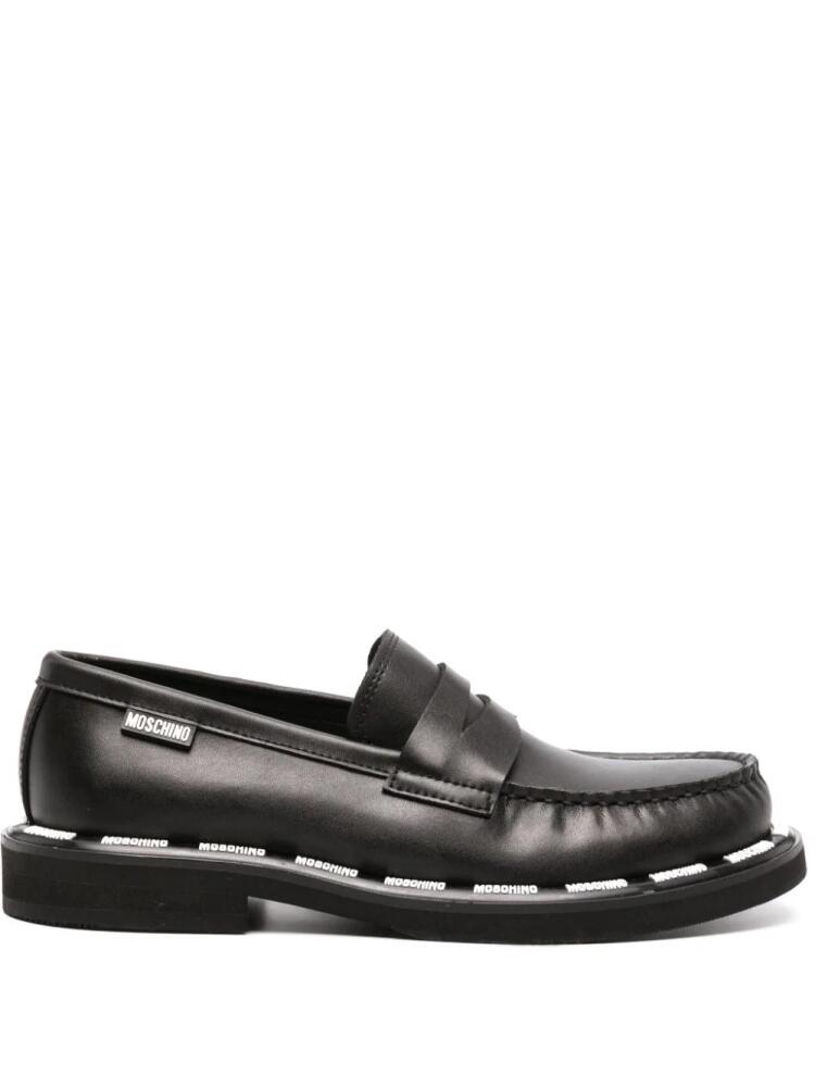 Moschino contrasting logo-trim loafers - Black Cover