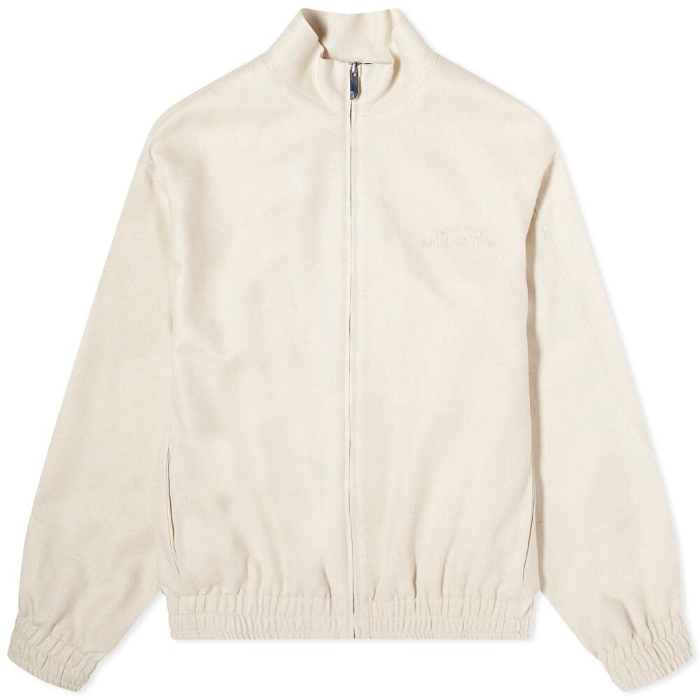 GCDS Men's Linen Logo Track Jacket in Off White Cover