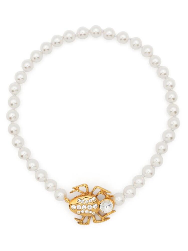 Alessandra Rich beetle-charm faux-pearl necklace - Neutrals Cover