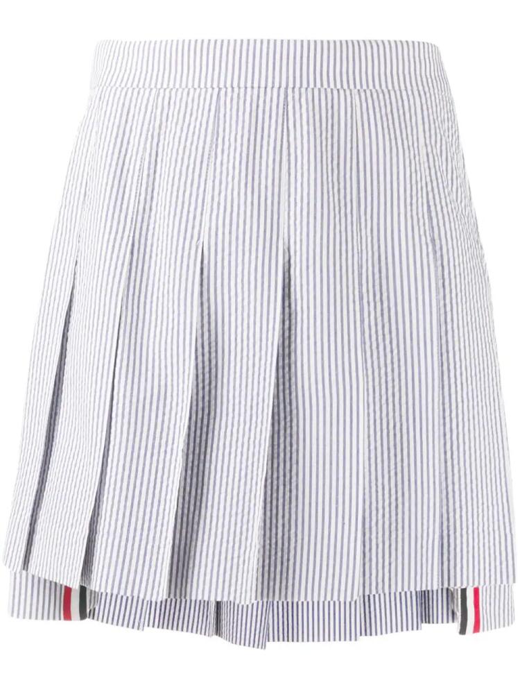 Thom Browne seersucker pleated miniskirt - Blue Cover