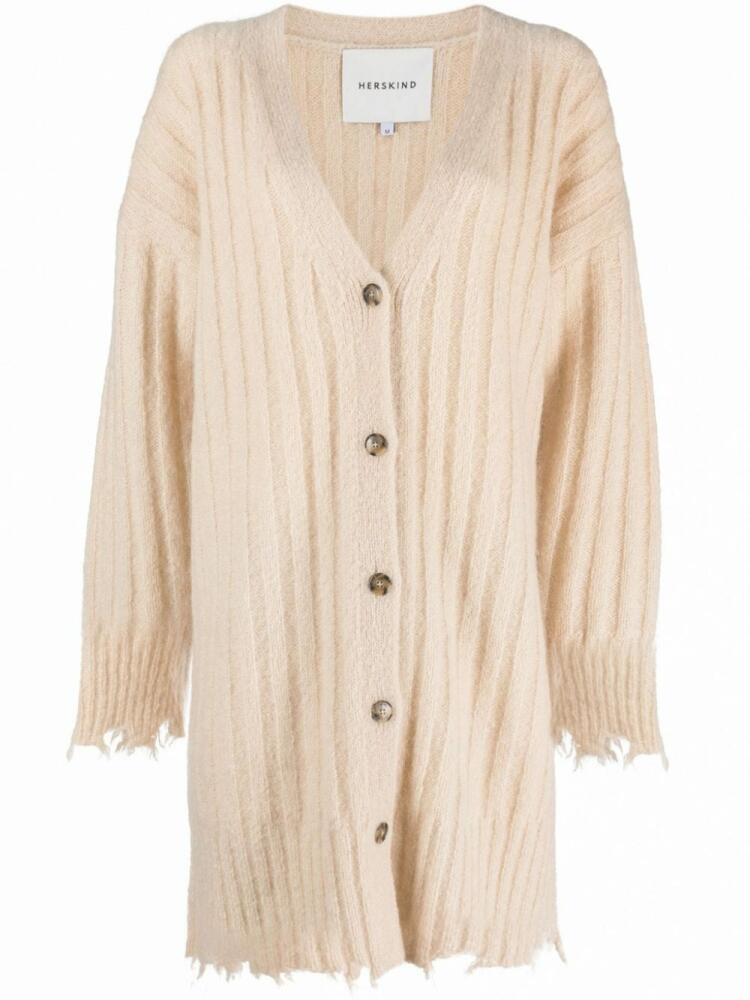 HERSKIND Base distressed ribbed cardi-coat - Neutrals Cover