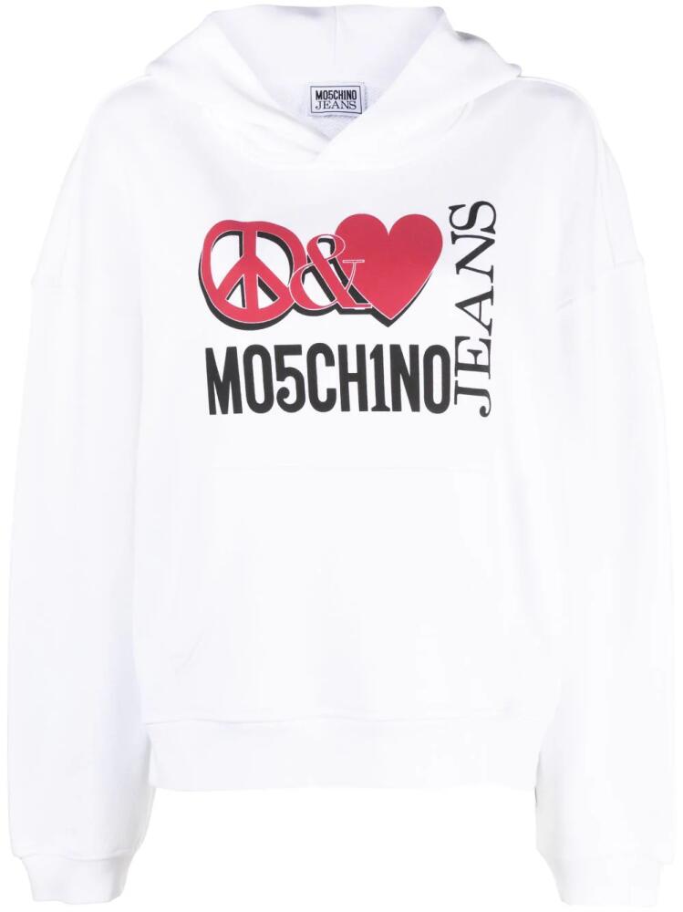 Moschino graphic logo-print hoodie - White Cover