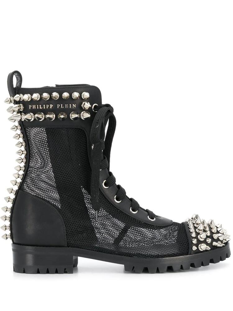 Philipp Plein studded 35mm lace-up boots - Black Cover