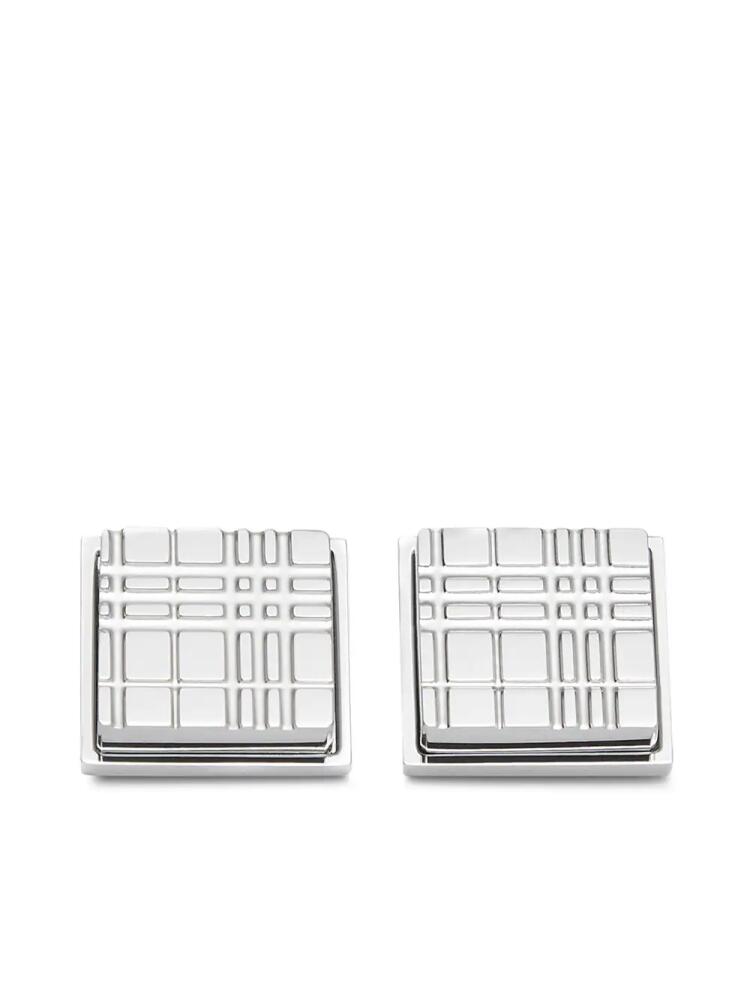 Burberry check-engraved square cufflinks - Silver Cover