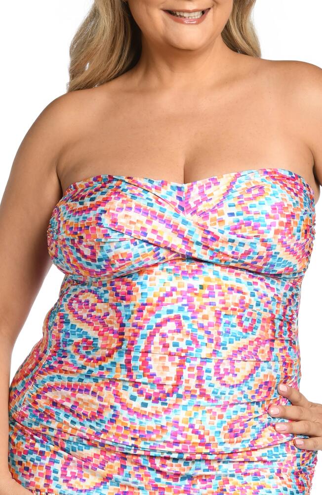 La Blanca Pebble Twist Tankini Top in Pink Multi Cover