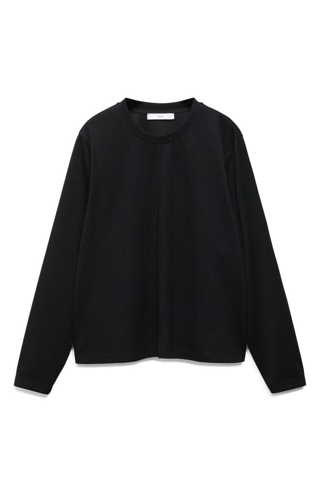 MANGO Pintuck Sweatshirt in Black Cover