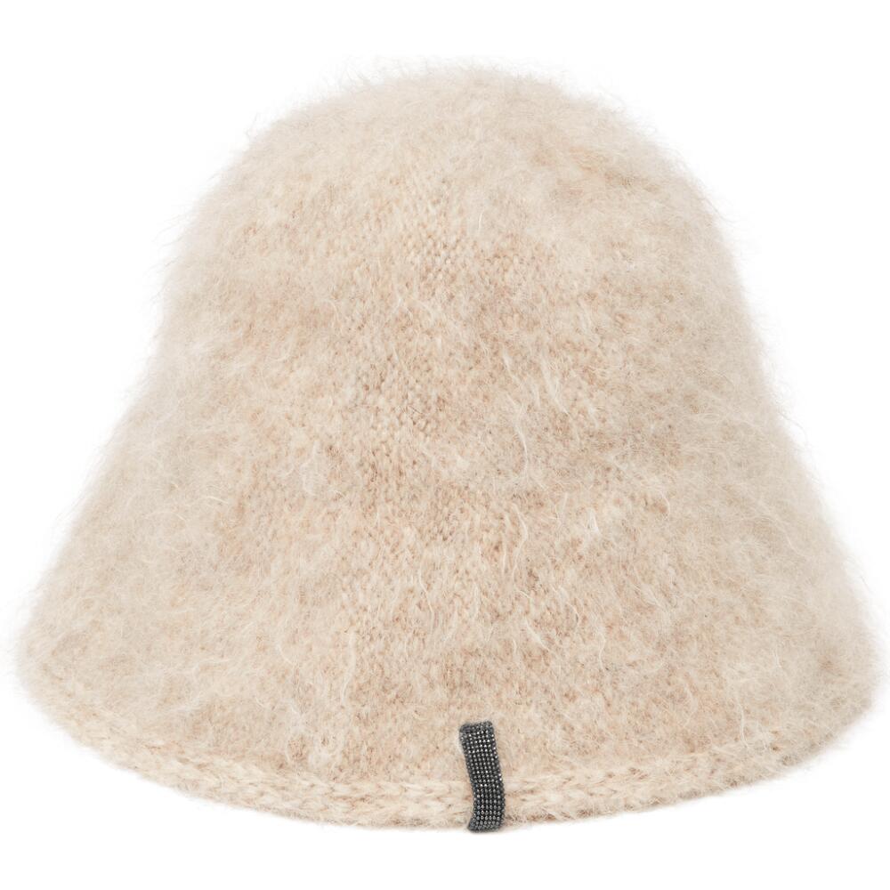 Brunello Cucinelli Mohair and wool knit bucket hat with monili in Beige Cover