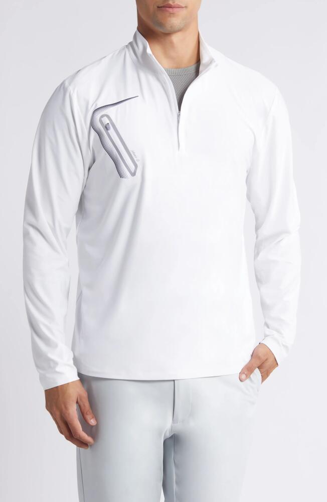 johnnie-O Sabino Quarter-Zip Performance Pullover in White Cover