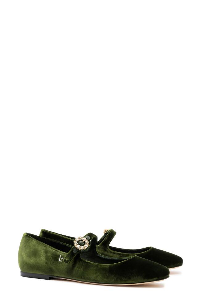 Larroudé Blair Mary Jane Flat in Dark Green Cover