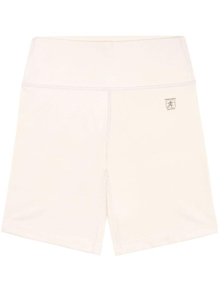 Sporty & Rich logo-print yoke-waist track shorts - Neutrals Cover