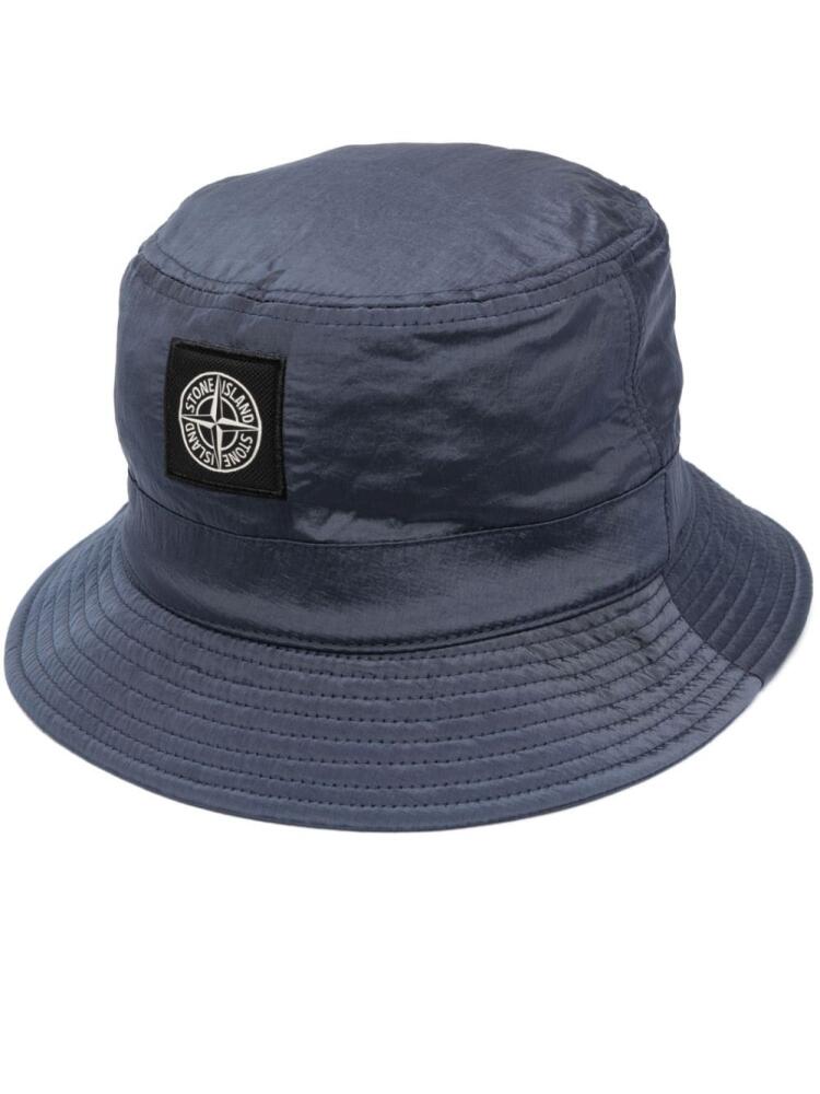 Stone Island logo-patch bucket hat - Blue Cover