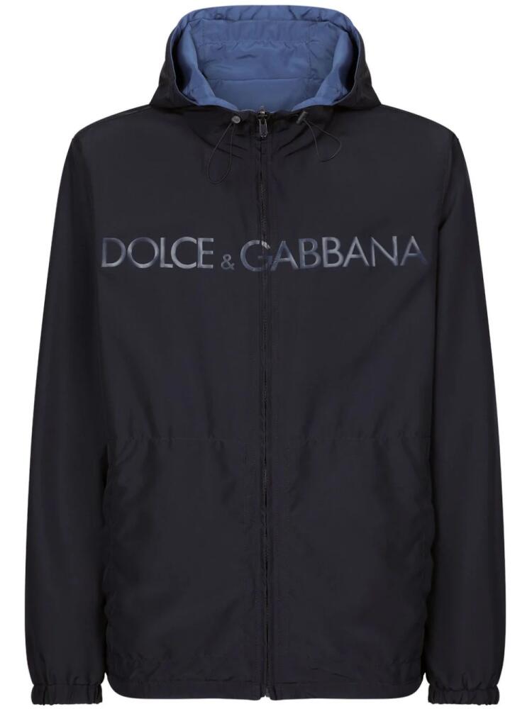 Dolce & Gabbana logo-print reversible parka - Blue Cover