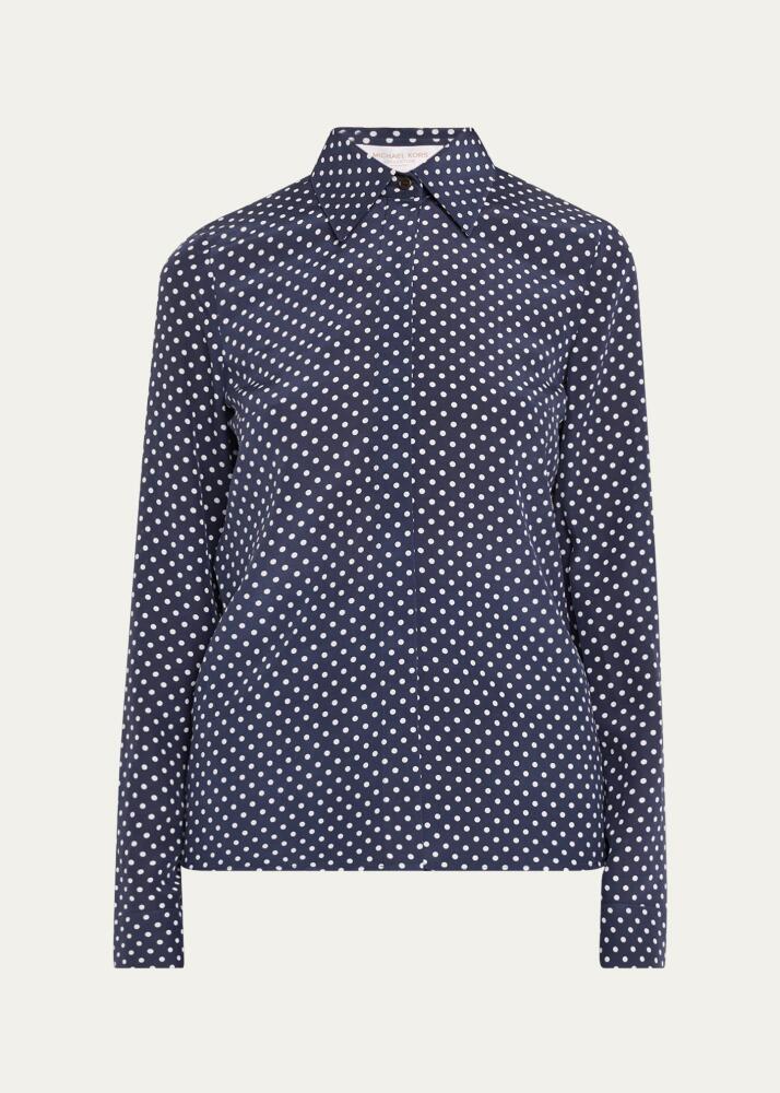 Michael Kors Collection Hansen Polka Dot Button Down Silk Blouse Cover