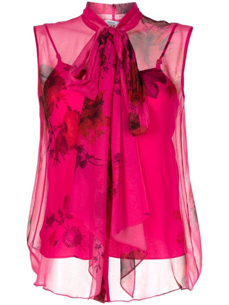 ERDEM floral-print semi-sheer blouse - Pink Cover