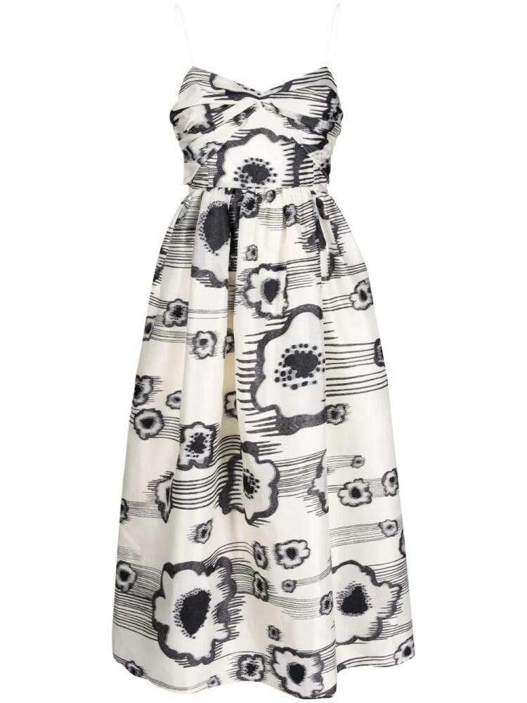 Stine Goya Abby abstract-print midi dress - Neutrals Cover