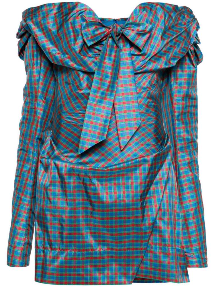 Vivienne Westwood tartan-check off-shoulder minidress - Blue Cover