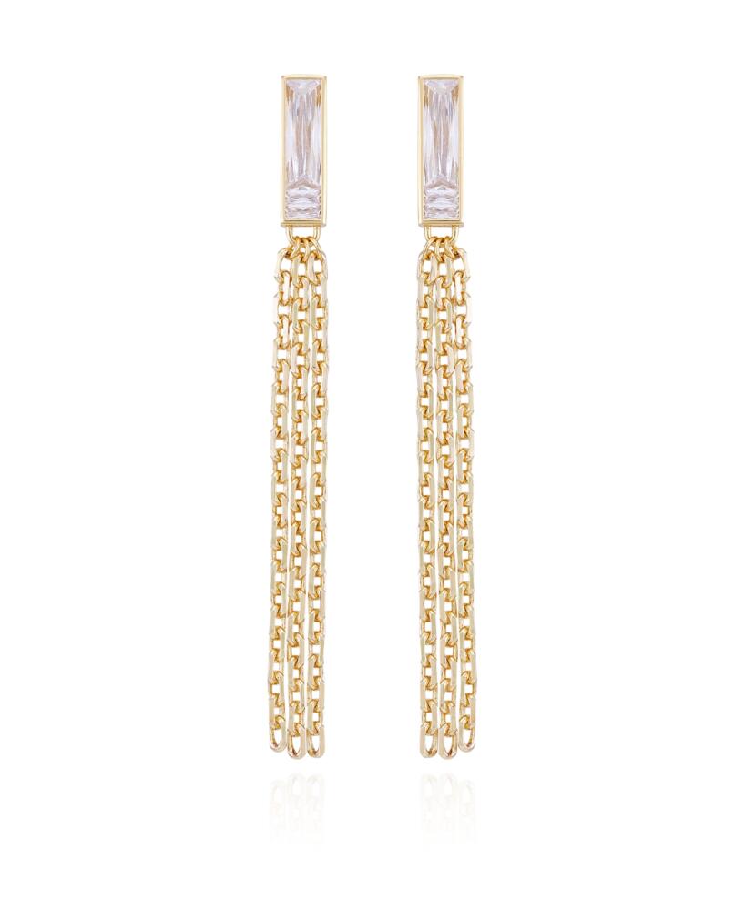 Vince Camuto Gold-Tone Glass Stone Baguette Fringe Drop Earrings - Gold Cover