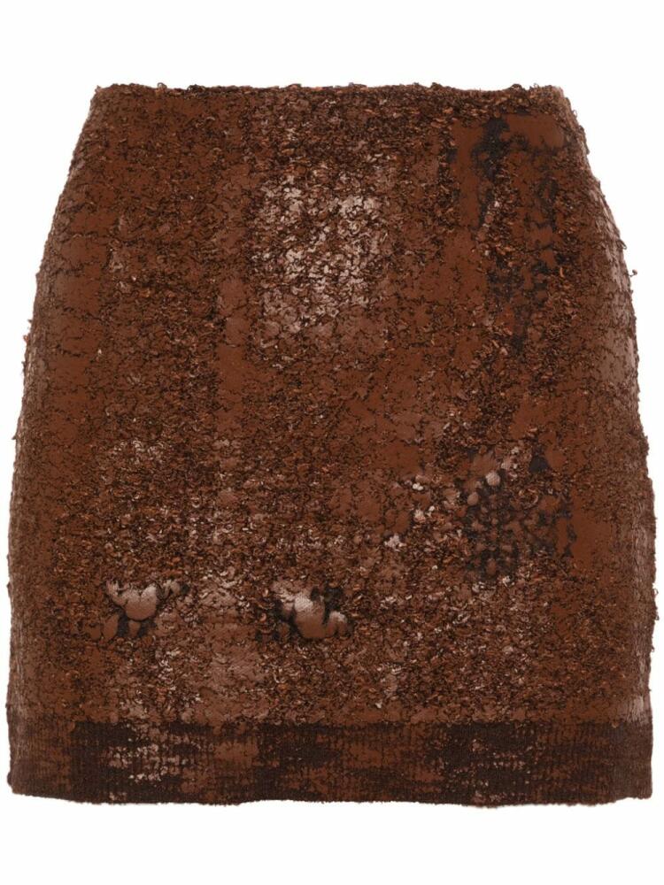 Acne Studios cracked-texture mini skirt - Brown Cover