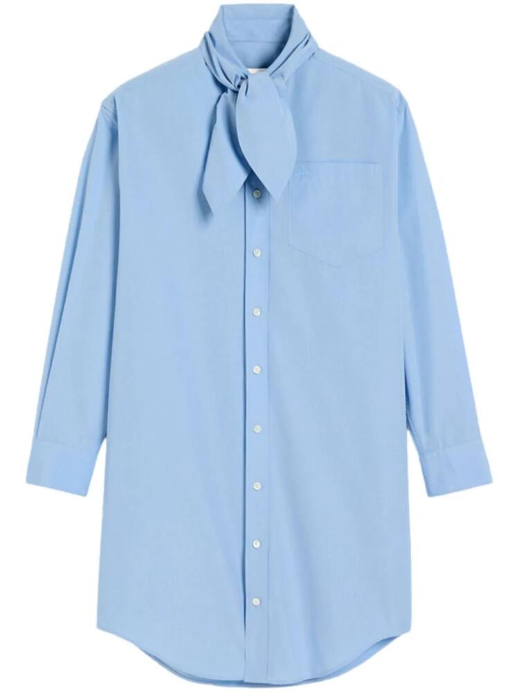 AMI Paris scarf-collar cotton shirt dress - Blue Cover