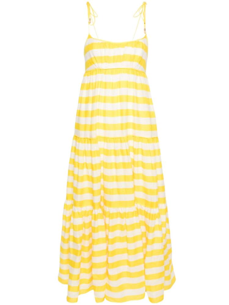 ZIMMERMANN Alight striped linen midi dress - Yellow Cover