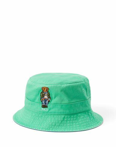 Polo Ralph Lauren Bear Bucket Hat Man Hat Green Cotton Cover