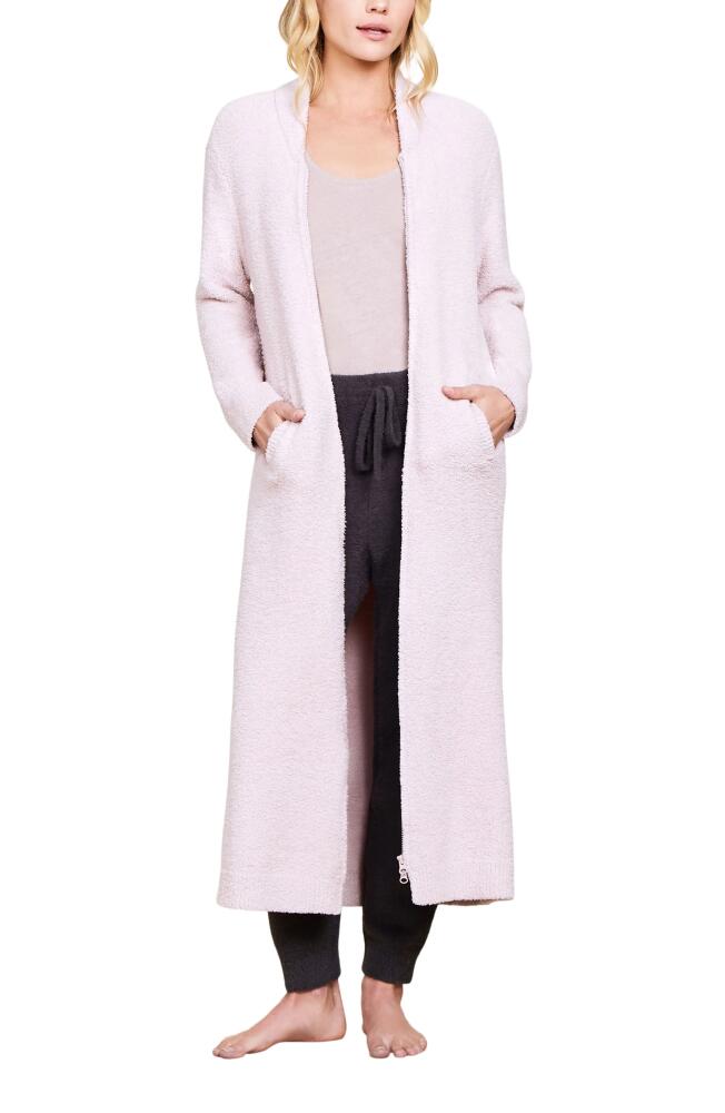 barefoot dreams CozyChic™ Front Zip Robe in Heather Dusty Rose-White Cover