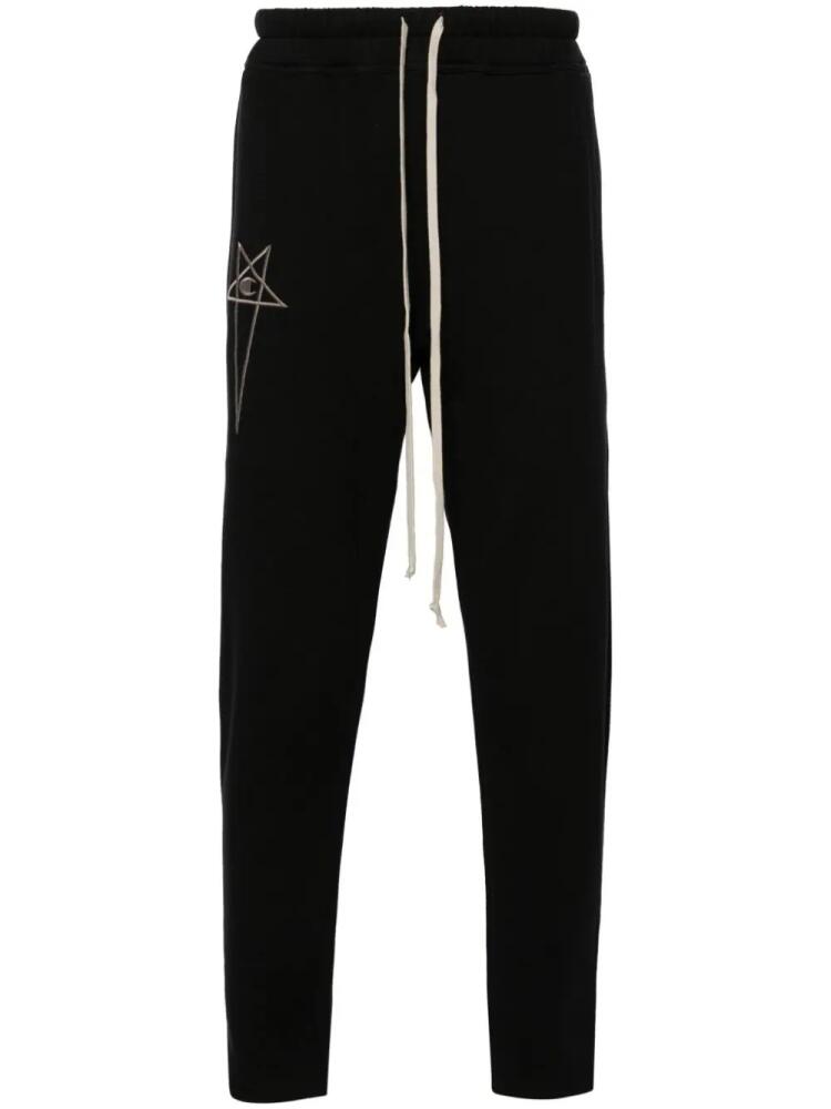 Rick Owens X Champion motif-embroidered cotton track pants - Black Cover