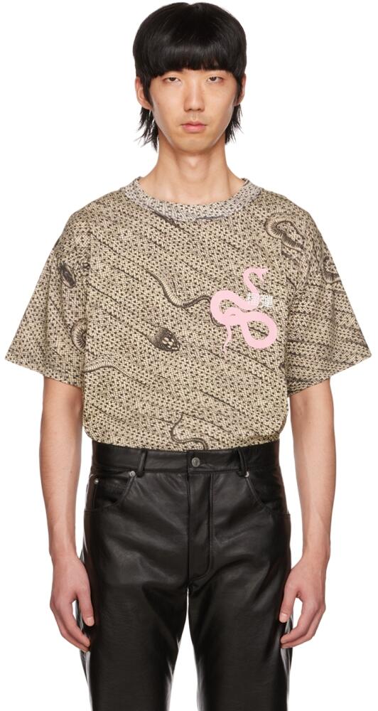 LU'U DAN SSENSE Exclusive Beige Snake Oversized Concert T-Shirt Cover