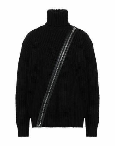 Les Hommes Man Turtleneck Black Virgin Wool Cover