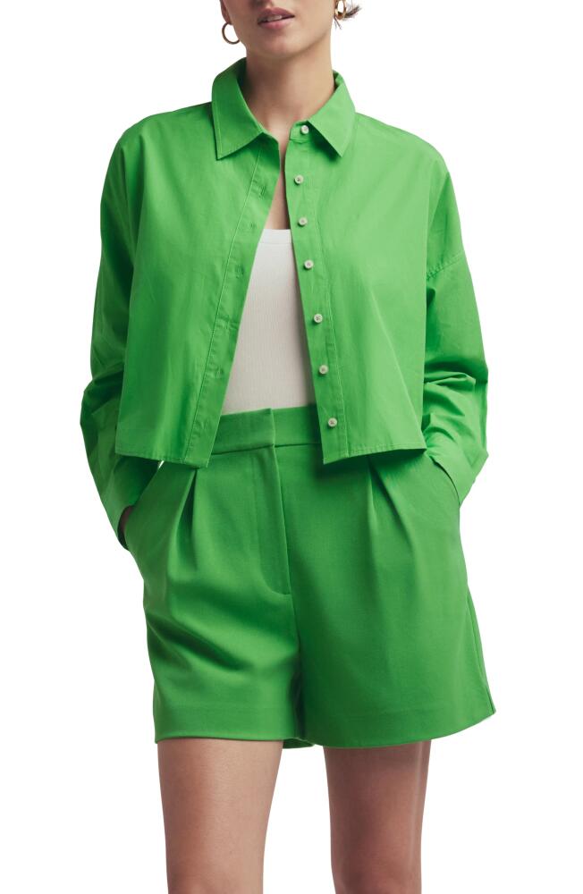 Favorite Daughter The Crop Ex Boyfriend Button-Up Shirt in Lime Cover