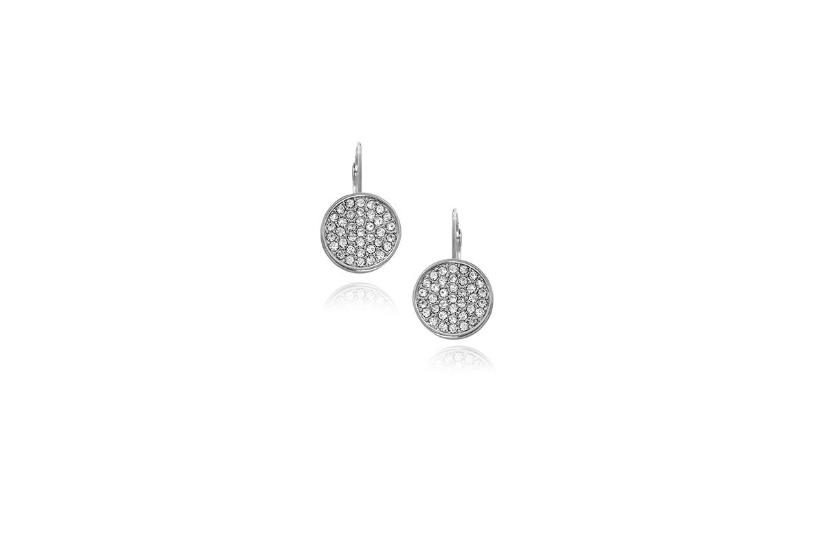 Vince Camuto Silver-Tone Glass Stone Coin Leverback Earrings - Silver-Tone Cover