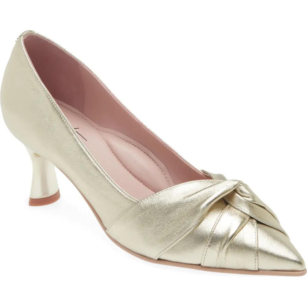 Naot Harlow Pointed Toe Pump in Gold Metallic Leather Cover